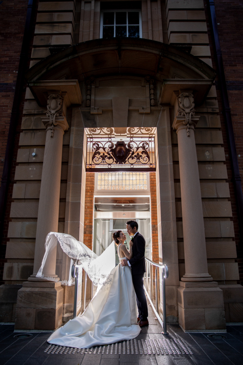Bride and groom in doorway